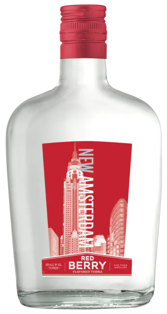 New Amsterdam Red Berry Flavored Vodka – Infused Vodka Spirit (375ml, 35% ABV)