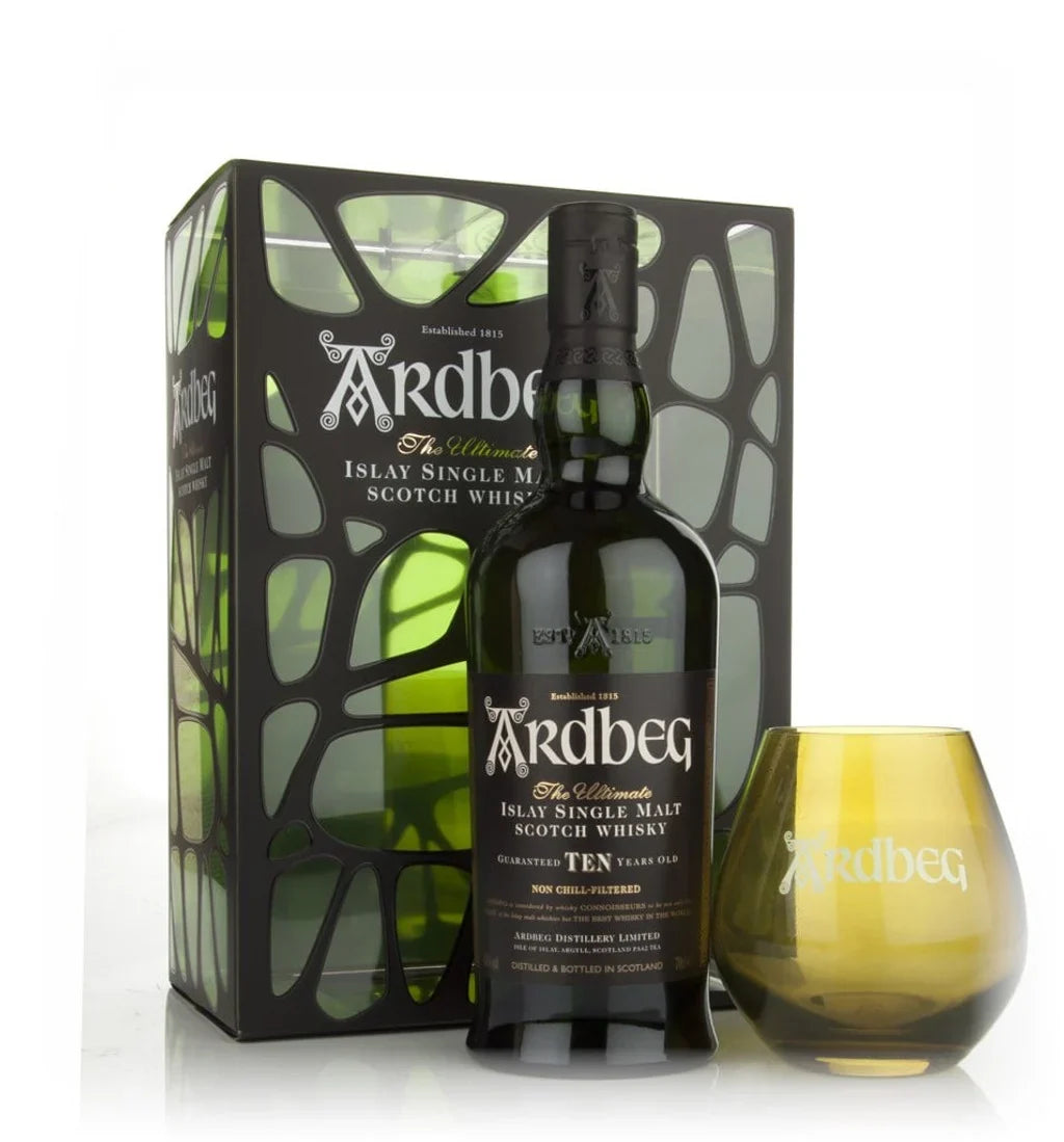 Ardbeg 10 Year Old Single Malt Scotch Whisky & Glass Gift Set (750ml)