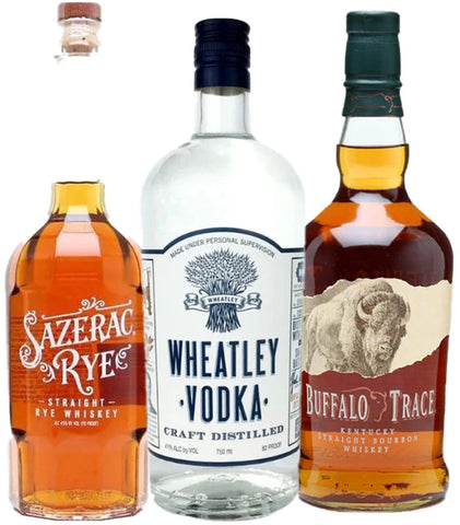 Buffalo Trace Distillery Essentials Trio – Sazerac Rye, Wheatley Vodka & Buffalo Trace Bourbon (3 x 750mL)