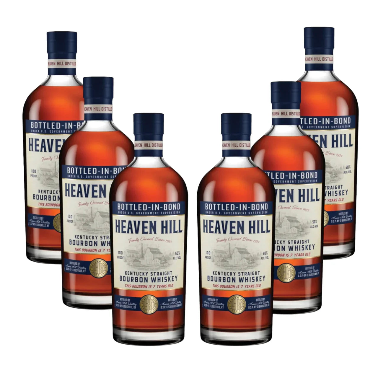 Heaven Hill 7 Year Old Kentucky Straight Bourbon Whiskey 6 Bottles Bundle