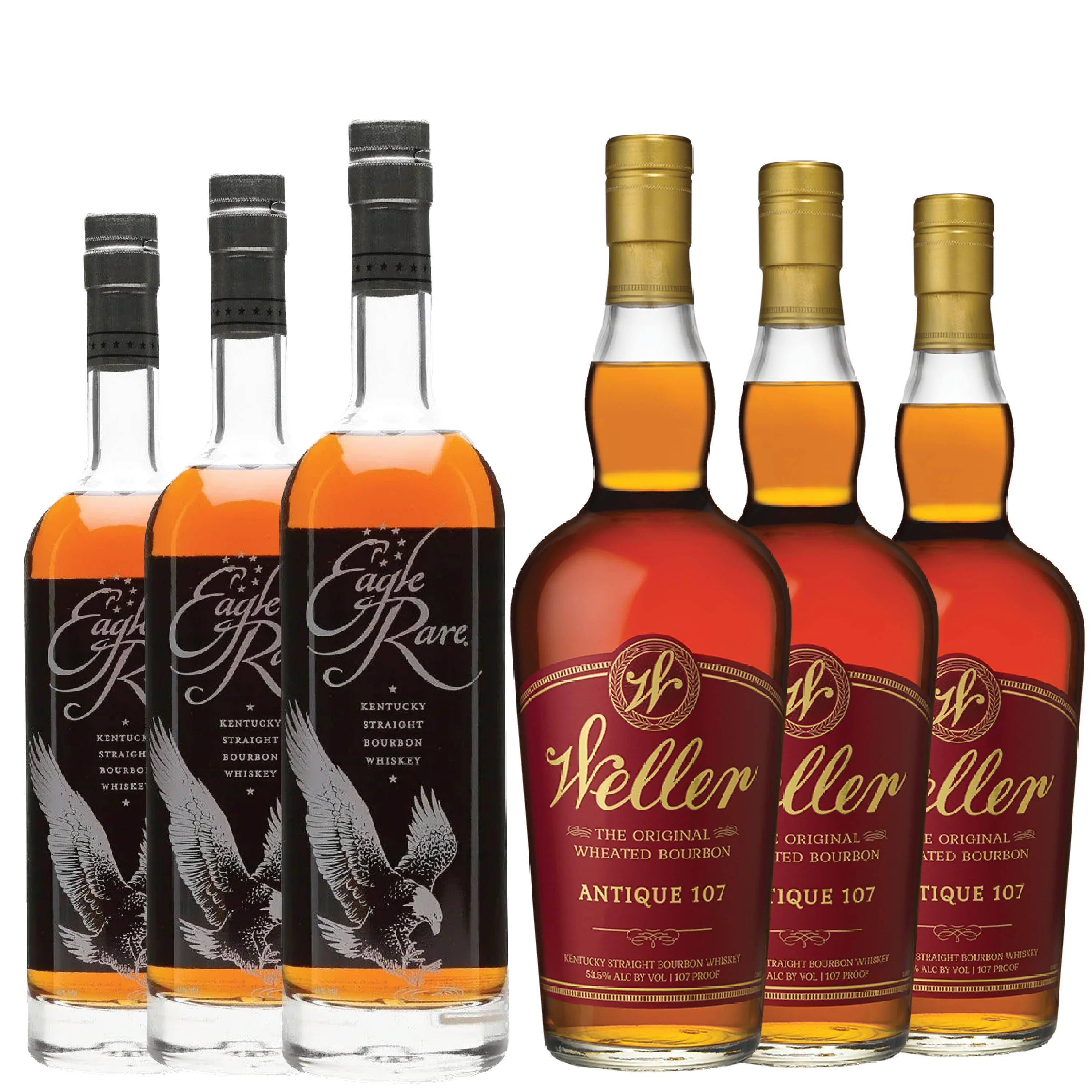 Eagle Rare & Weller Antique 107 – 6 Bottle Collection (3 + 3)